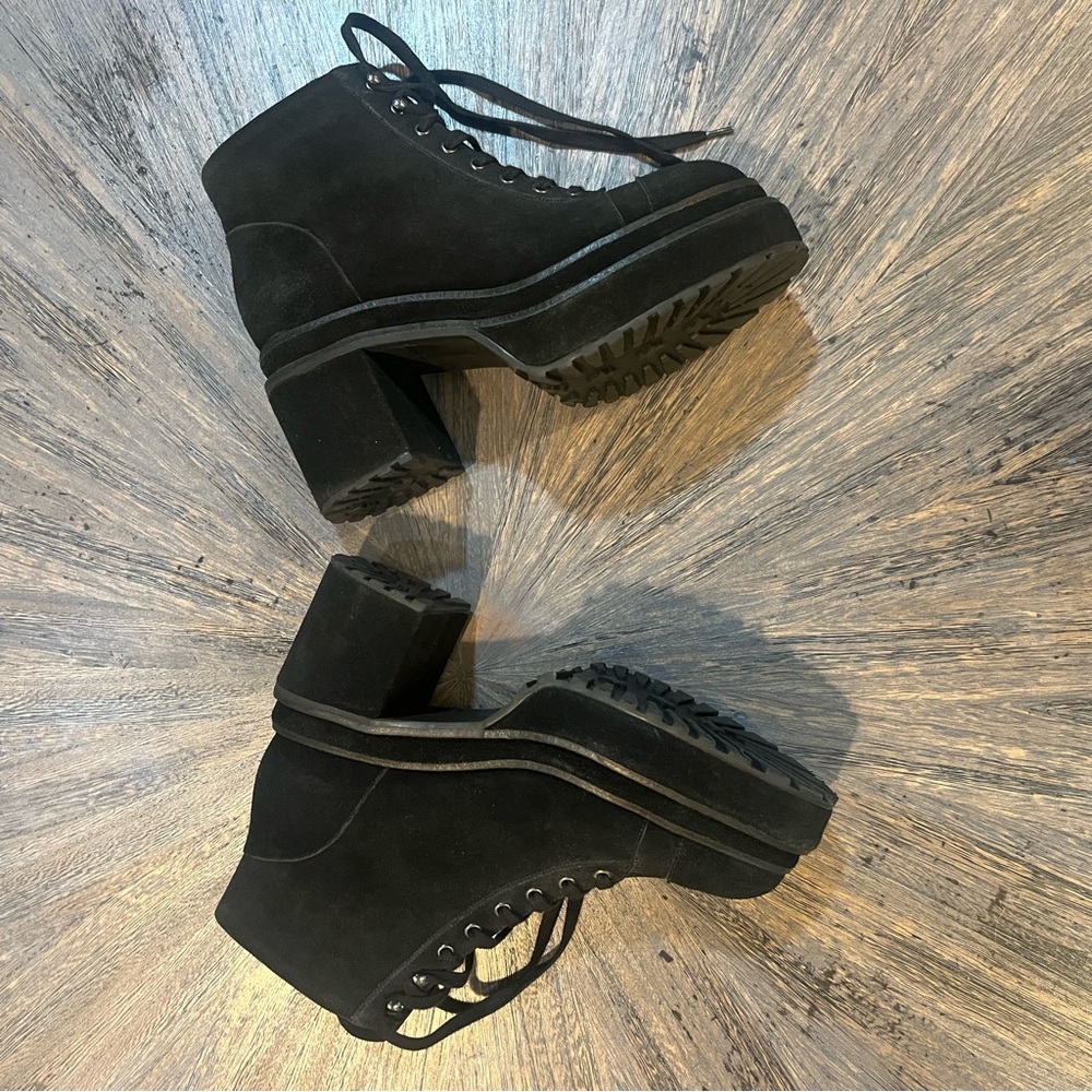 CULT GAIA Bratz Black Suede Platform Lace-Up Boots – Size 38 (US 7–8) - Picture 4 of 16